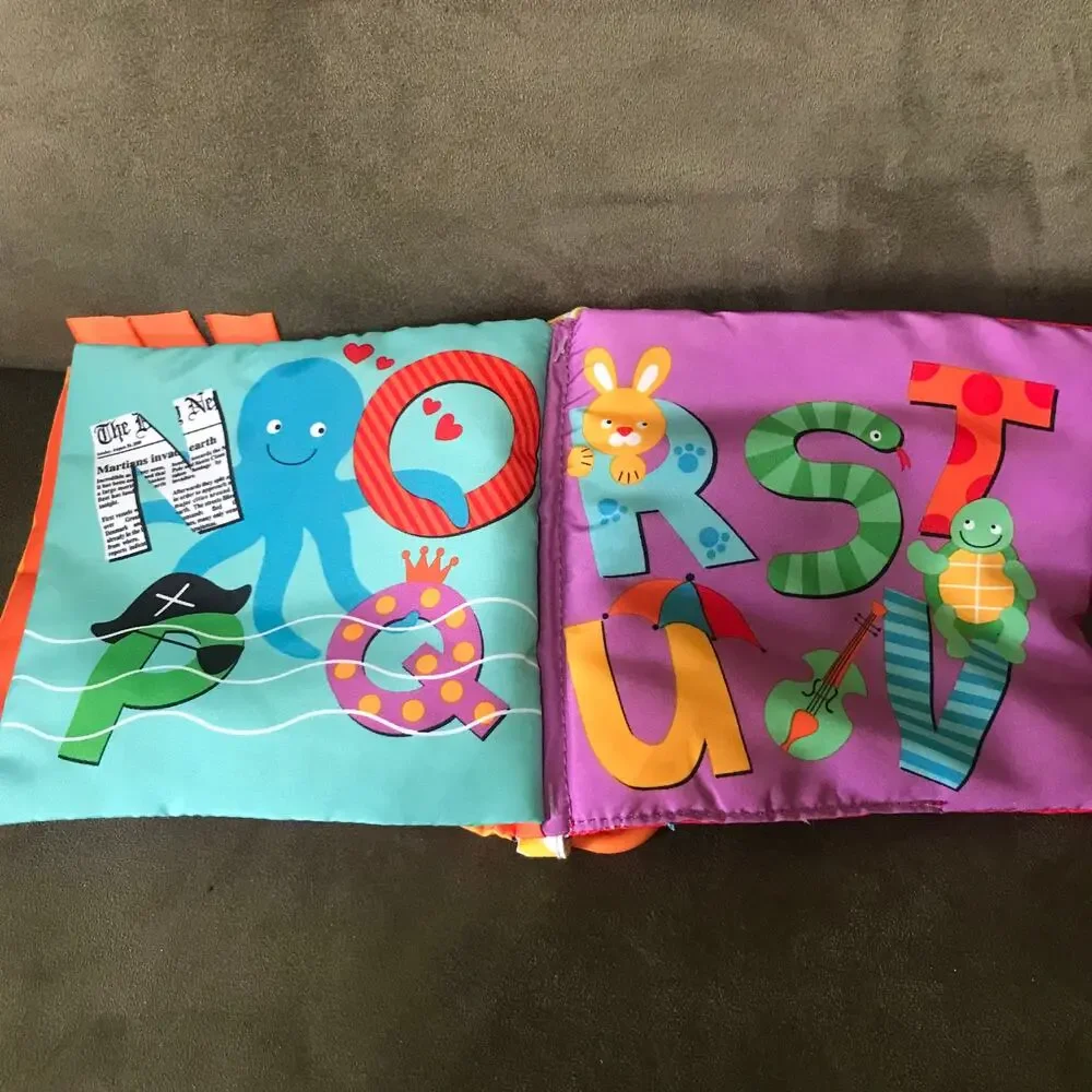 Playtex Baby ABC Book Fabric Crinkle pages 1 Link & Textured Teether 1-18 Months
